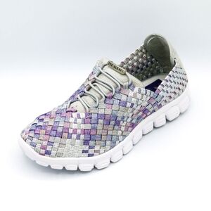 Zee Alexis Danielle Sparkly Silver Pastel Woven Slip On Sneakers - Size 9 Womens